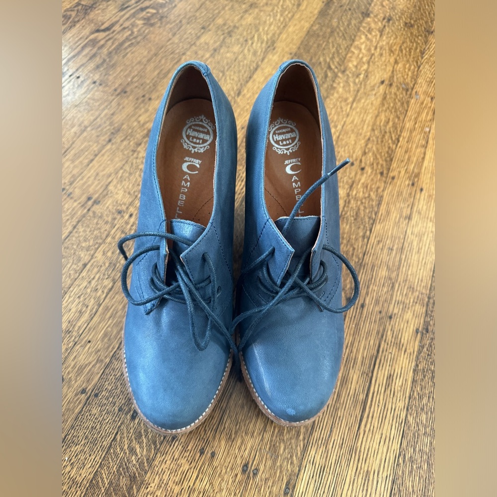 Jeffery Campbell Wedge Blue Oxford Shoes 9